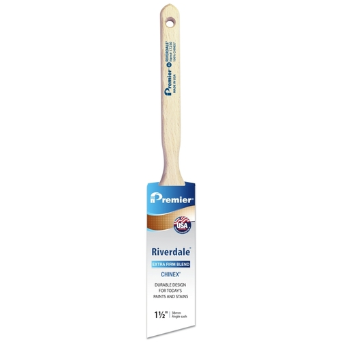 Riverdale Paint Brush, 1-1/2 in W, Angle Sash Brush, 2-7/16 in L Bristle, Chinex Bristle