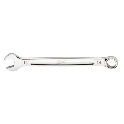 Combination Wrench, Metric, 14 mm Head, 7.48 in L, 12-Point, Steel, Chrome