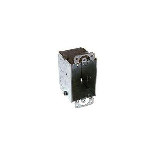 Switch Box, 1 -Gang, 1 -Outlet, 8 -Knockout, 1/2 in Knockout, Steel, Gray, Galvanized, Thread Mounting