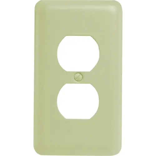 Receptacle Wallplate, 5 in L, 2-13/16 in W, 1 -Gang, Steel, Light Almond