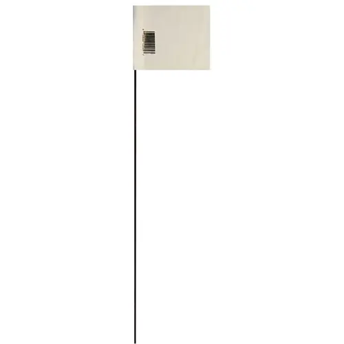 Safety/Boundary Stake Flag, 21 in L, 1-1/2 in W, White, Vinyl