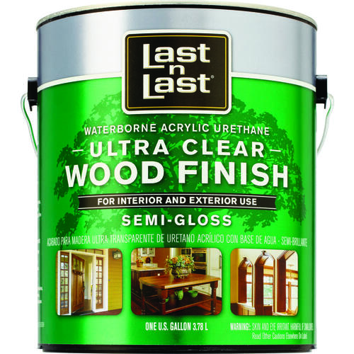 Last N Last 14001 Ultra Clear Wood Finish, Semi-Gloss, Liquid, Ultra Clear, 1 gal, Can