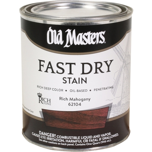 Old Masters 62104 Fast Dry Wood Stain Semi-Transparent Rich Mahogany Oil-Based Alkyd 1 qt Rich Mahogany