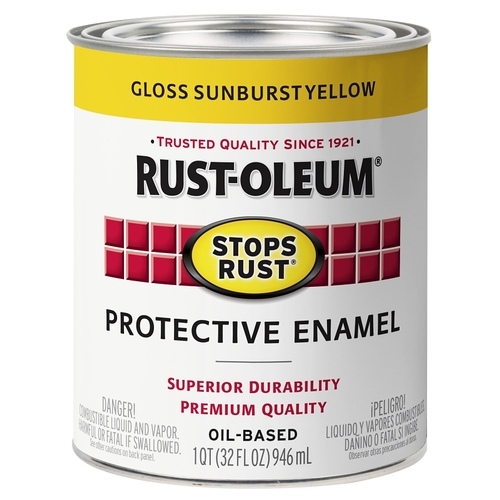 Stops Rust Protective Enamel Paint, Gloss, Sunburst Yellow, 1 qt