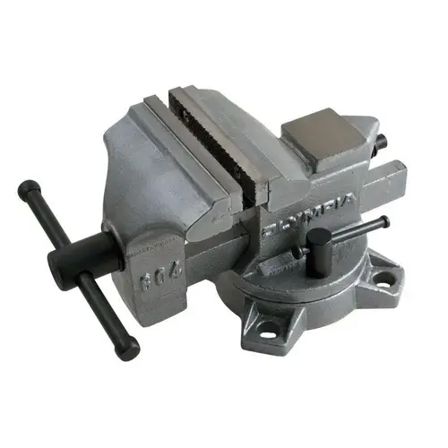 Olympia Tools 38-604 Bench Vise, 4 in Jaw Opening, 4 in W Jaw, 2 in D Throat, Iron, Heavy-Duty Permanent Pipe Jaw Powder-Coated