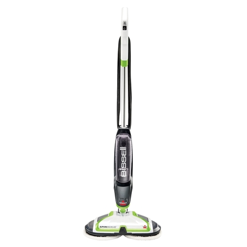 A Hard Floor Spin Mop, 28 oz Solution Tank, 14 in W Cleaning Path, ChaCha Lime Accents/White