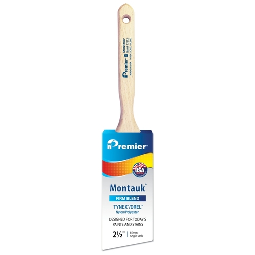 Premier 17212 Montauk Paint Brush, 2-1/2 in W, 2-15/16 in L Bristle, Nylon/Polyester Bristle