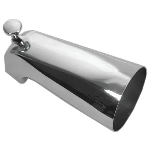 Tub Spout with Front Diverter, Metal, Chrome Plated, For: 1/2 in IPS Threaded Connection