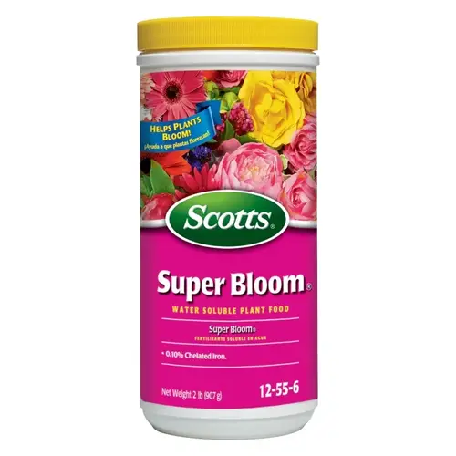 Super Bloom Water Soluble Plant Food, 2 lb Bottle, Solid, 12-55-6 N-P-K Ratio Yellowish Green