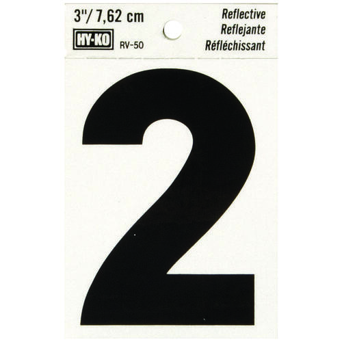 Reflective Sign, Character: 2, 3 in H Character, Black Character, Silver Background, Vinyl