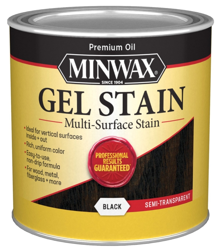 Minwax 260924444 Gel Stain, Black, Liquid, 0.5 pt