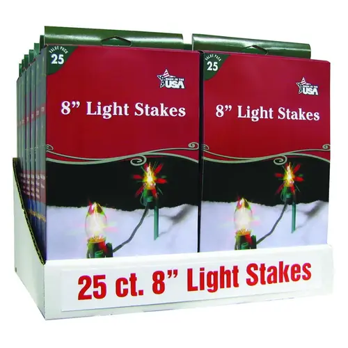 Light Stake, 10 in L, Christmas, Polypropylene, Dark Green - pack of 25