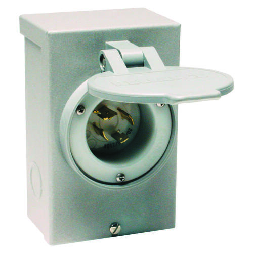 Power Inlet Box, 20 A, 125/250 V, Gray