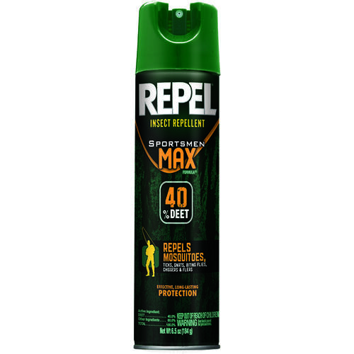 Repel HG-33801-5 Sportsmen Max Insect lent, 6.5 oz Aerosol Can, Liquid, Pale Yellow, Deet, Ethanol