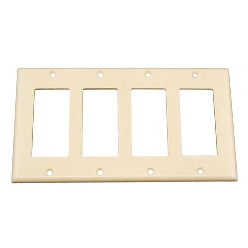 80412-T Wallplate, 4-1/2 in L, 8.18 in W, 4 -Gang, Thermoset Plastic, Light Almond, Smooth