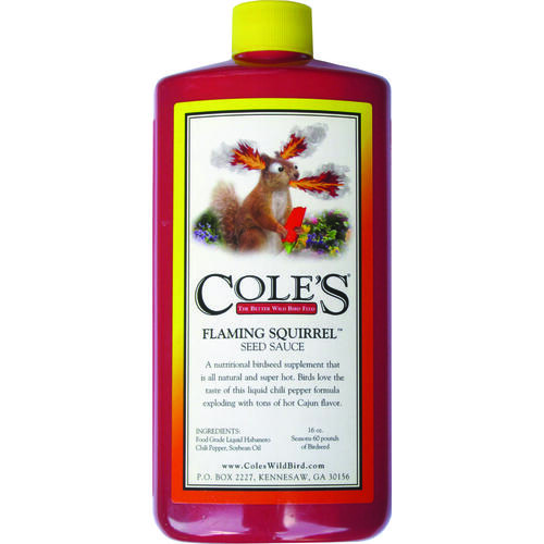 Cole's FS16 Flaming Squirrel Seed Sauce Bird Seed, Cajun Flavor, 16 oz Bottle