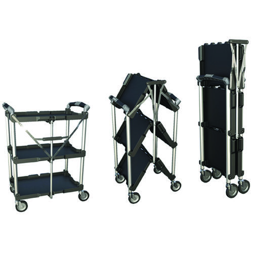 PACK-N-ROLL Series Service Cart, 150 lb, 15 in OAW, 34 in OAH, 26-1/8 in OAD, Aluminum, Black