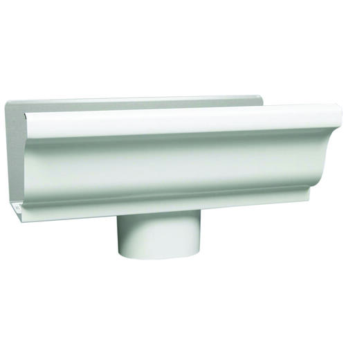 Gutter End with Drop, 5 in L, 3 in W, Aluminum, White