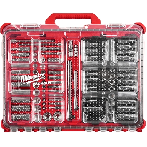 Milwaukee 48-22-9486 Metric/SAE Ratchet and Socket Set, Specifications: 1/4 and 3/8 in Drive