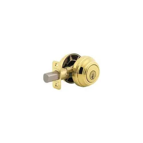 Deadbolt, 1 Grade, K4 Key, Metal, Polished Brass, 2-3/8 to 2-3/4 in Backset, KW1 Keyway