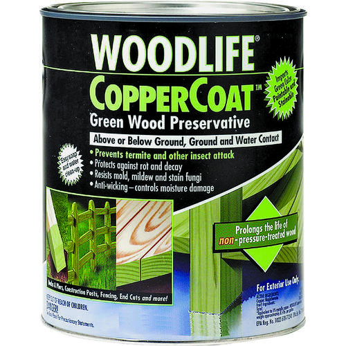 Wolman 1904A WoodLife CopperCoat Wood Preservative, Green, Liquid, 1 qt, Can