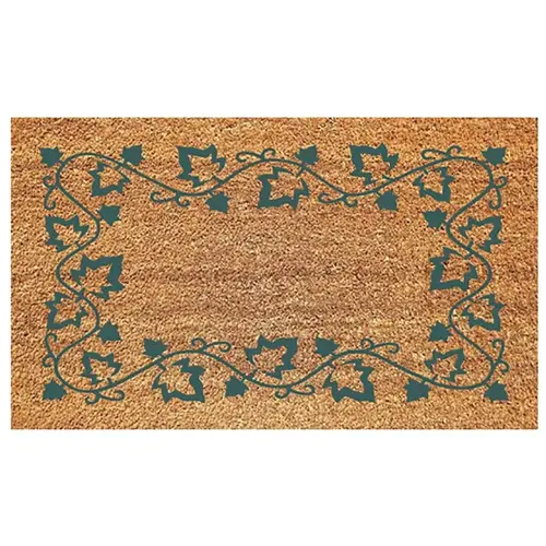 DeCoir 77FLIBG627 Non-Slip Door Mat, 16 in L, 27 in W, Ivy Border Pattern, Green/Tan