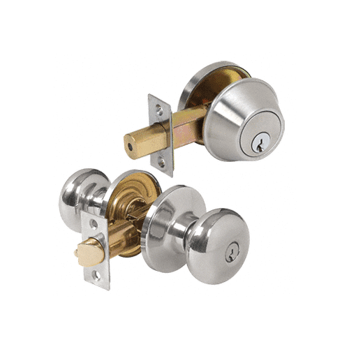 Satin Nickel Parkland Steel Security Door Combination Lock Set
