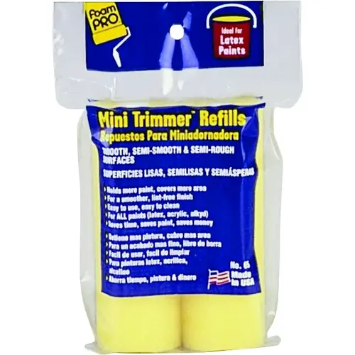 Trimmer Refill, 3/8 in Thick Nap, 4 in L, Foam Cover Pair