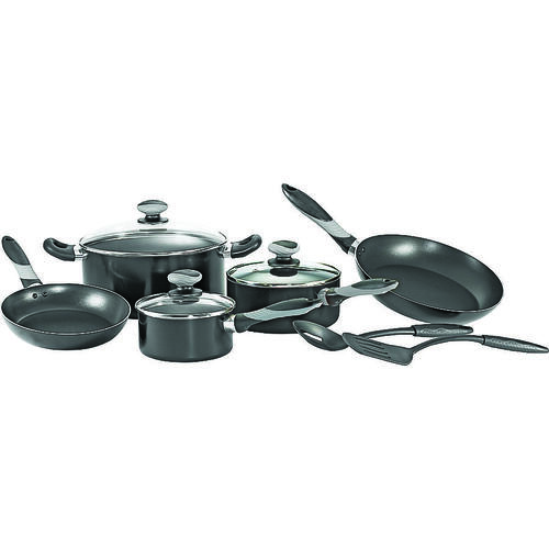 M Cookware Set, Aluminum, Black, 10-Piece