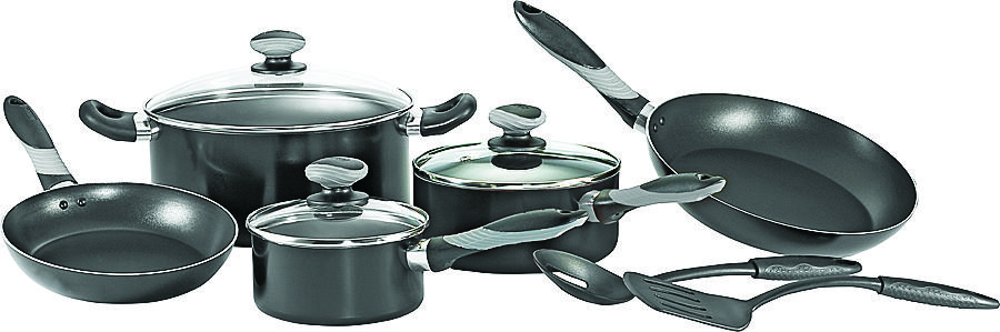 Mirro MIR-A797SA84M M Cookware Set, Aluminum, Black, 10-Piece