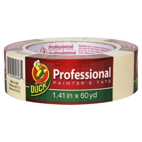 DUCK 1362489 Professional Painter's Tape, 60 yd L, 1.41 in W, Beige