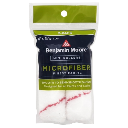 Benjamin Moore U66200-018 Mini Roller Cover, 3/8 in Thick Nap, 4 in L, Microfiber Cover - pack of 2