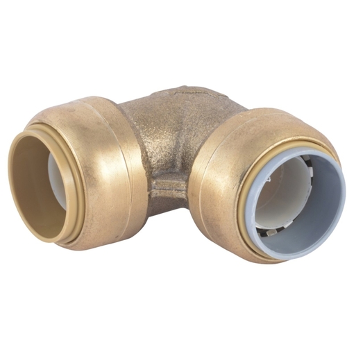 SharkBite U4256LFA Pipe Elbow, 3/4 in, 90 deg Angle, Brass/Polybutylene