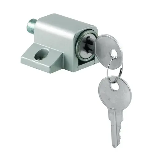 Sliding Door Lock, Different Key, Zinc, Aluminum, 3/16, 1/8, 1/4 in Thick Door Gray