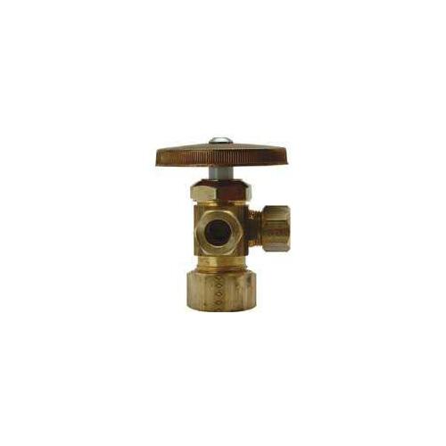 Stop Valve, 1/2 x 3/8 x 3/8 in Connection, Compression, 125 psi Pressure, Brass Body