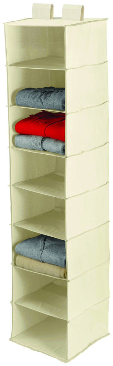 Honey-Can-Do SFT-01253 Closet Organizer, 12 in W, 54 in H, 8-Shelf, Canvas, Beige