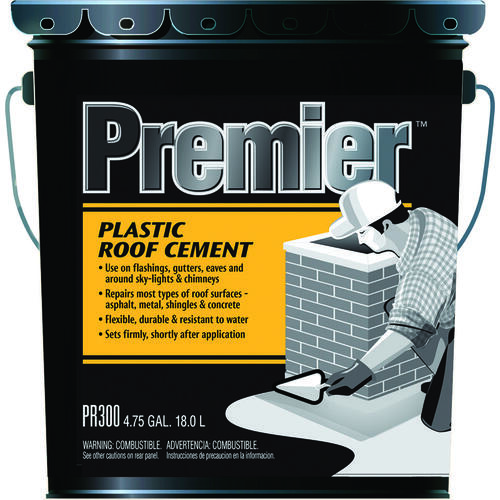 Plastic Roof Cement, Black, Liquid, Paste, 4.75 gal