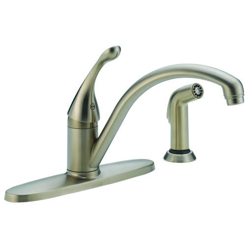 COLLINS Series Kitchen Faucet with Side Sprayer, 1.8 gpm, 1-Faucet Handle, Brass, Stainless Steel