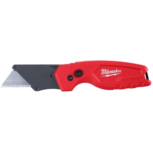 Milwaukee 48-22-1500 FASTBACK Series Compact Utility Knife, 1.27 in L Blade, 0.02 in W Blade, Steel Blade, 1-Blade
