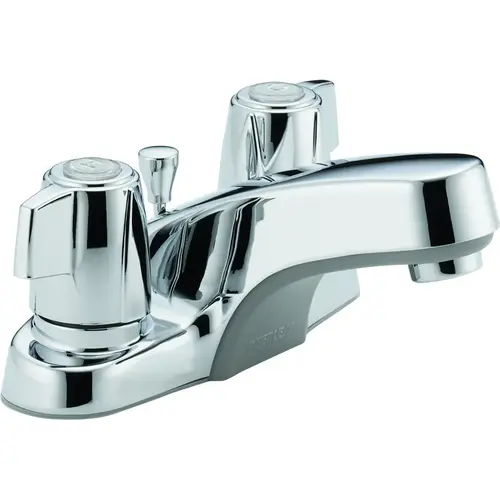 Bathroom Faucet, 1.2 gpm, 2-Faucet Handle, Metal, Chrome Plated, Lever Handle, Standard Spout