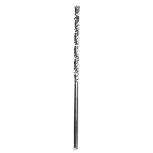 Drill Bit, 1/4 in Dia, 4 in OAL, Percussion, Spiral Flute, 2-Flute, 1/4 in Dia Shank Silver