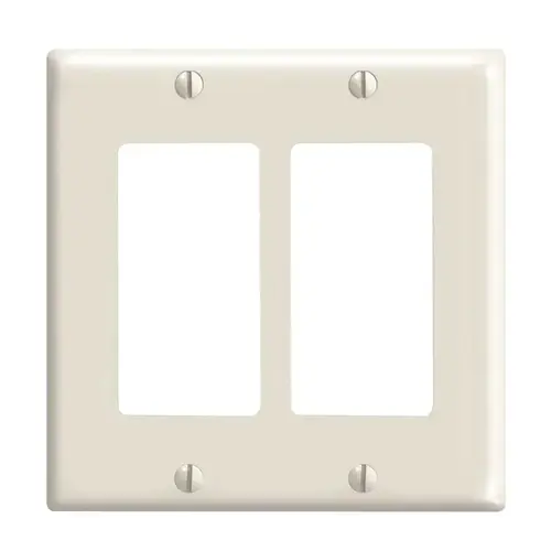 80409-T Wallplate, 4-1/2 in L, 4.56 in W, 2 -Gang, Thermoset Plastic, Light Almond, Smooth