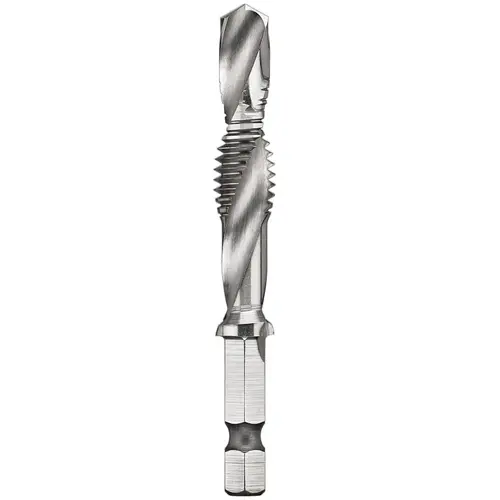 IMPACT READY Tap and Drill Bit, 3/8 in Dia, 3-Flute, Spiral Flute, HSS Bright