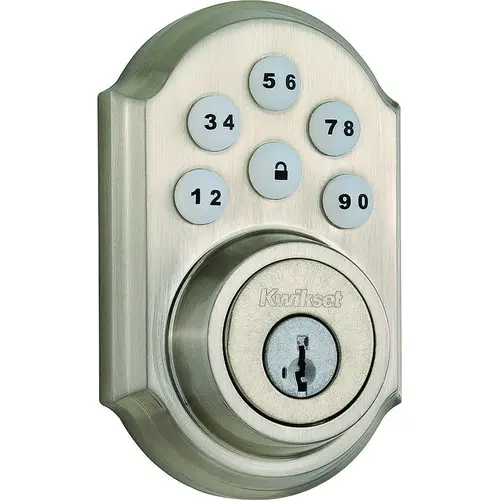 Deadbolt, Satin Nickel, 2-3/8 x 2-3/4 in Backset, 1-3/8 to 1-3/4 in Thick Door