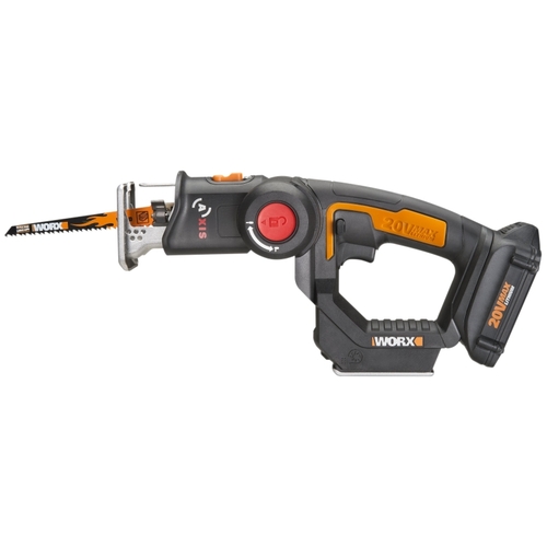 Worx WX550L Reciprocating and Jig Saw, Battery Included, 20 V, 1.5 Ah, 3/4 in L Stroke
