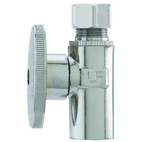 Shut-Off Valve, 1/2 x 3/8 in Connection, Sweat x Compression, Brass Body Chrome