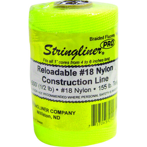 Stringliner 35465 Pro Series Construction Line, #18 Dia, 500 ft L, 165 lb Working Load, Nylon, Fluorescent Yellow