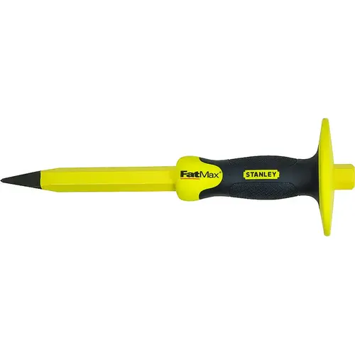 16-329 Concrete Chisel, 3/4 in W Blade, 12 in OAL, Chrome Vanadium Steel Blade, Rubber Handle Yellow