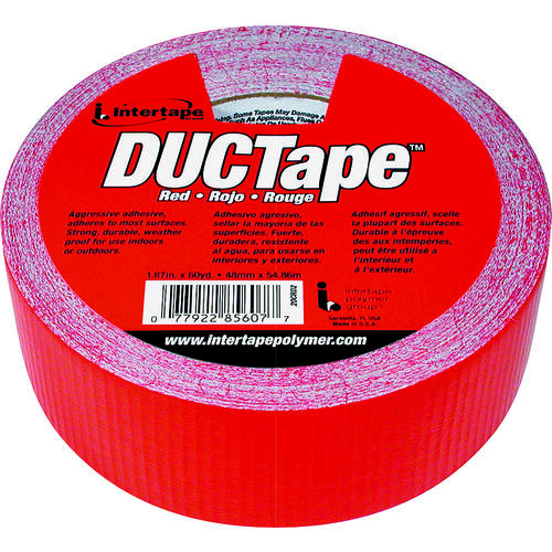 Duct Tape, 60 yd L, 1.88 in W, Polyethylene-Coated Cloth Backing, Red
