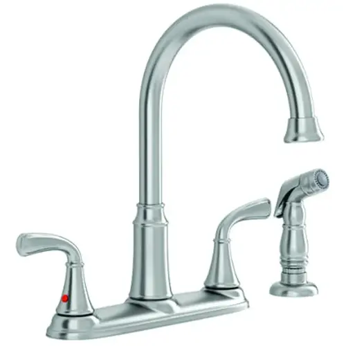 American Standard 7408400.075 Tinley Series High-Arc Kitchen Faucet with Side Sprayer, 1.8 gpm, 2-Faucet Handle Stainless Steel